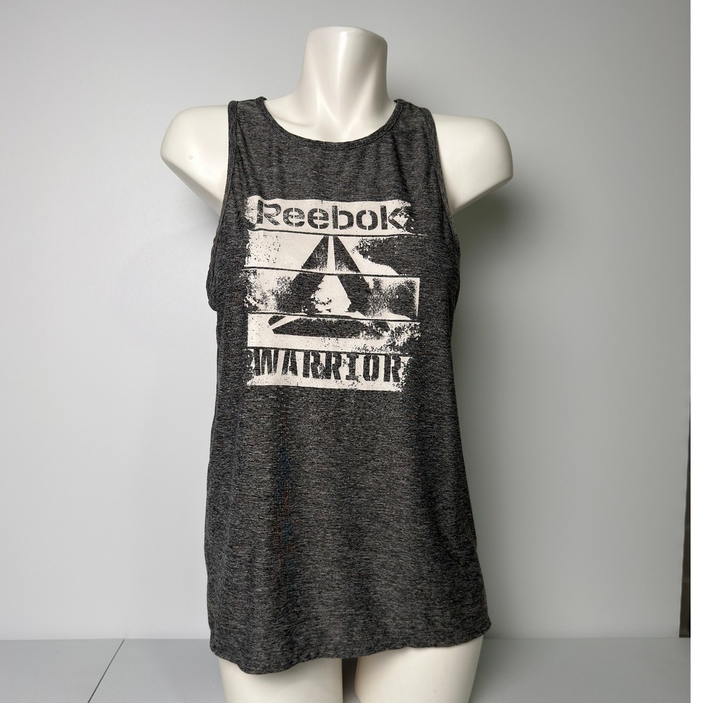 Reebok Warrior Tank Top Womens Small Gray Heather Graphic Racerback Gym Shirt